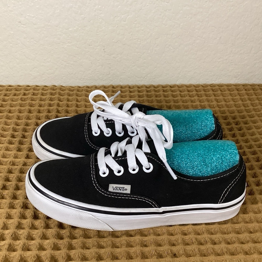 VANS Authentic Canvas Lace-Up Sneakers Womens Sz 5.5 Black Skate Shoes